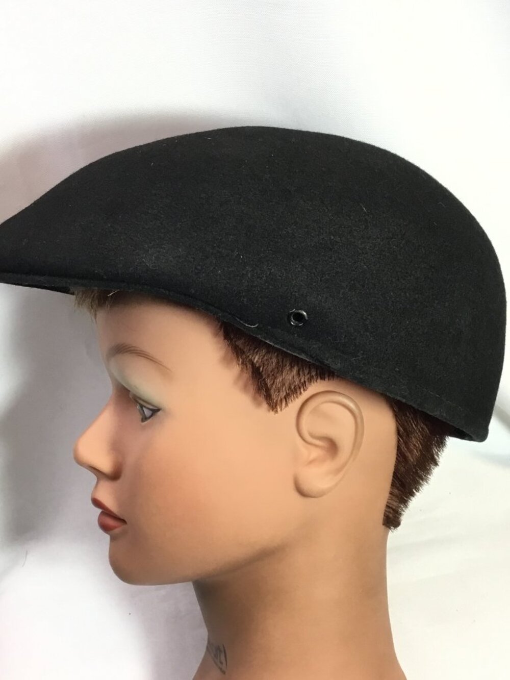 Vintage Men's Large Royal Ascot Black Wool Newsboy Cabbie Hat Cap Made In USA